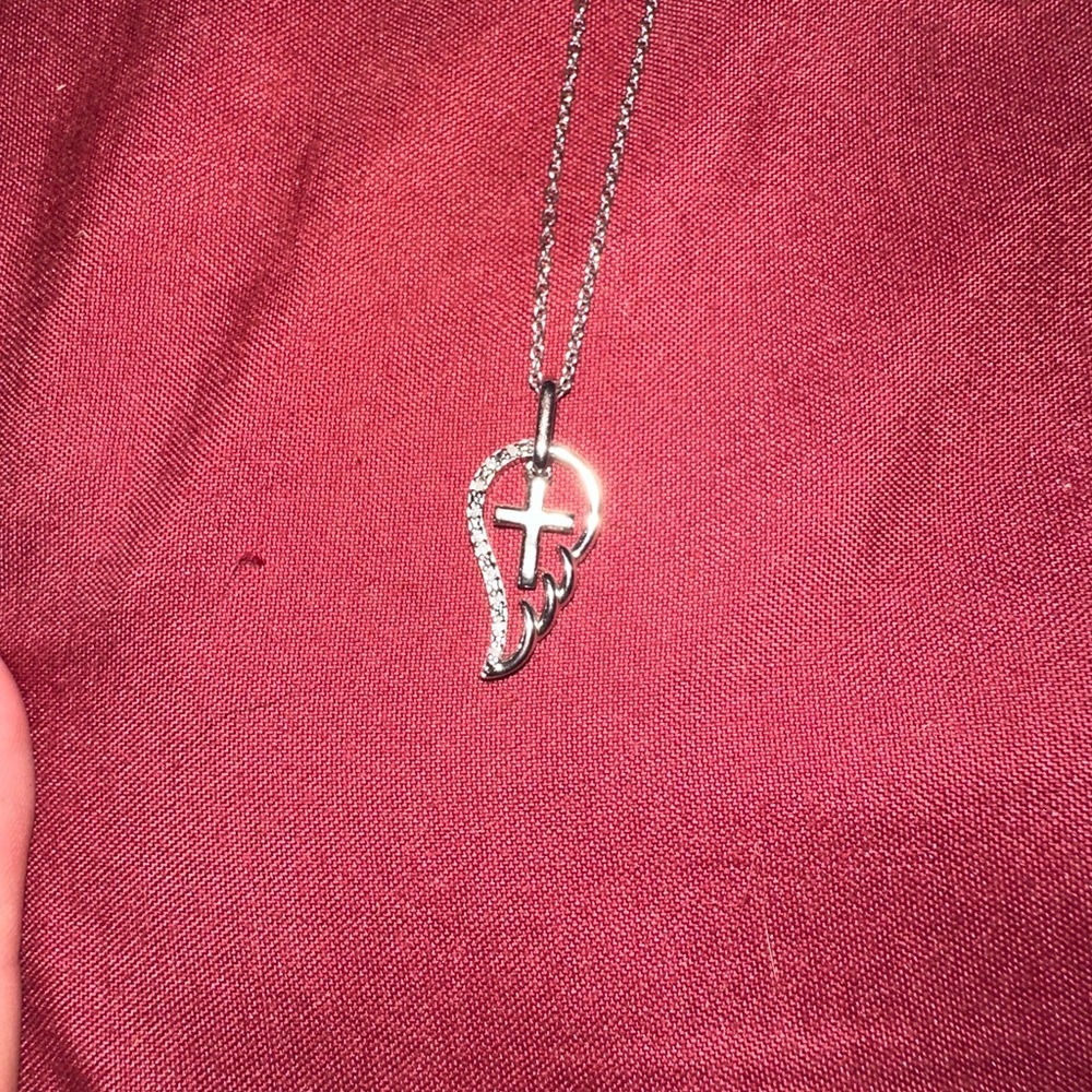 Silver Cross and Heart Necklace